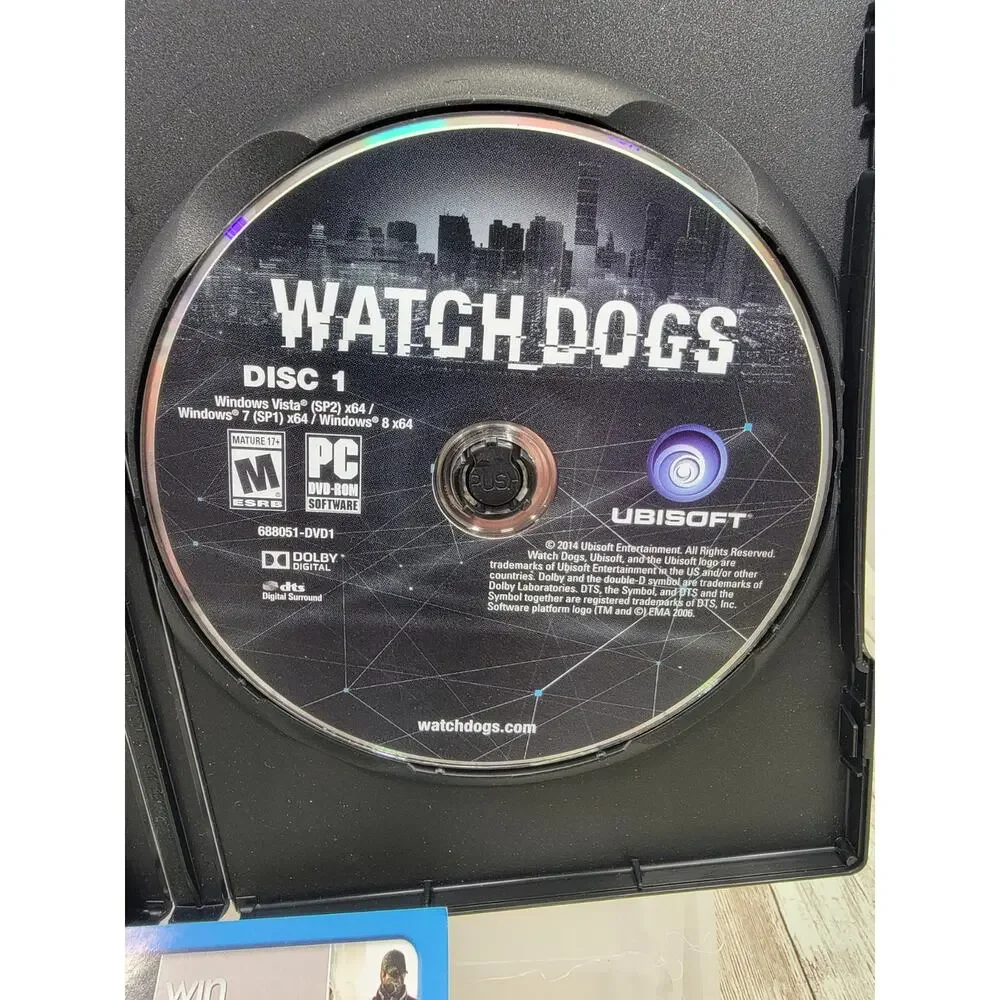 Watch Dogs PC Action/Adventure Game 3 Disc COMPLETE W/ Manual